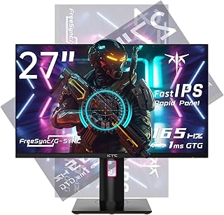 KTC 27 Inch Gaming Monitor: 1440p 165Hz IPS Computer Monitor, 2K QHD Monitor 1ms GTG with FreeSync Premium, HDMI, DisplayPort, Eye Care, VESA/Tilt/Height Adjustment (27'' Fast IPS 165Hz)