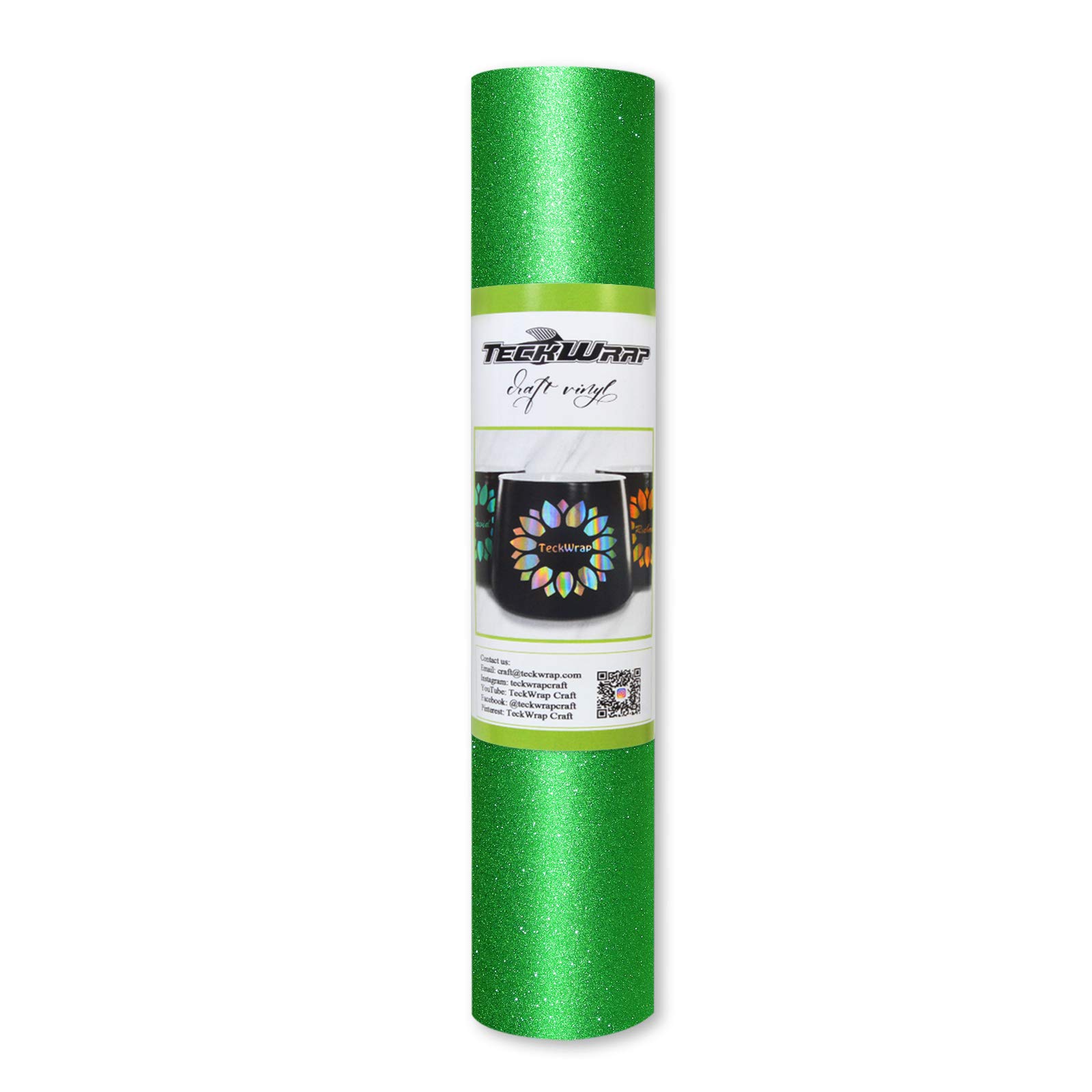 TECKWRAPShimmer Vinyl Glitter Adhesive Craft Vinyl 0.3m x 1.5m Apple Green