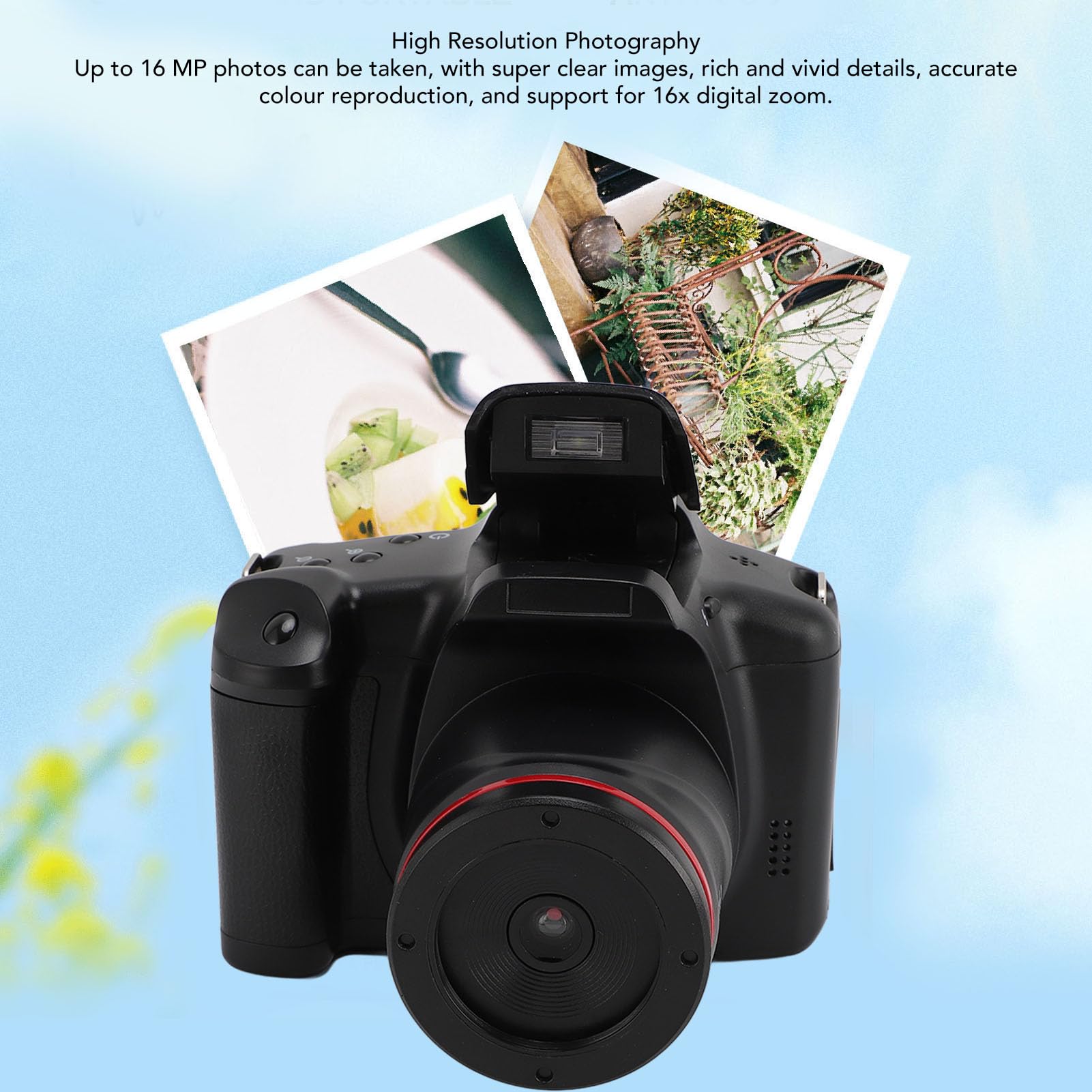 Fotocamera Digitale, Fotocamera con Zoom Digitale HD 16X da 16 MP con Lente D'ingrandimento, Schermo Ribaltabile a 180°, Luce di Riempimento, Fotocamera per Vlogging Portatile