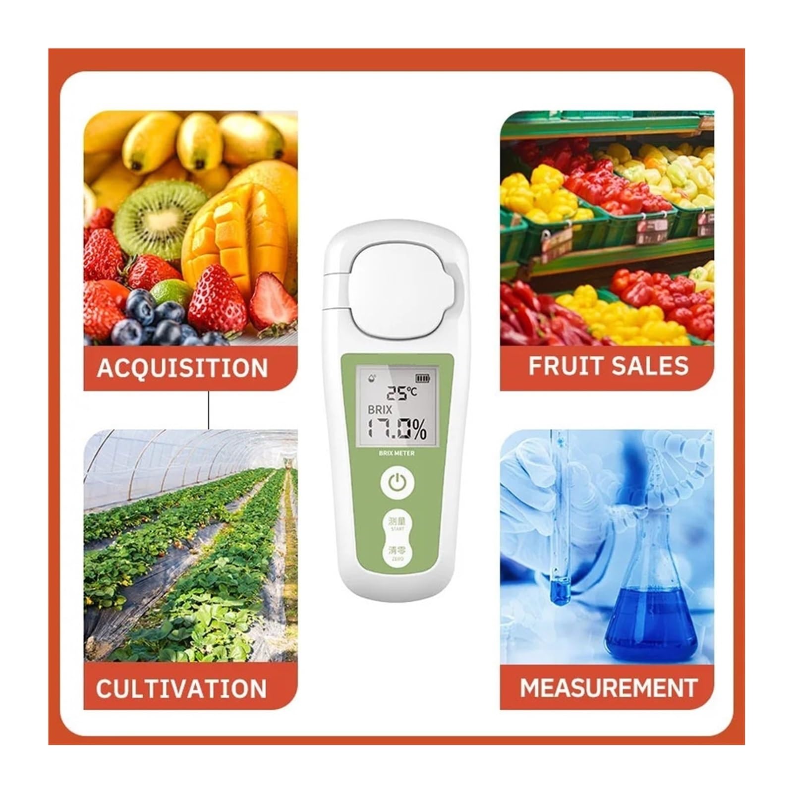 Refractómetro Digital Recargable for medir y azúcar en líquidos con Pantalla LCD, for medir Frutas, Bebidas y Miel(0-55% Accuracy 0.2%)