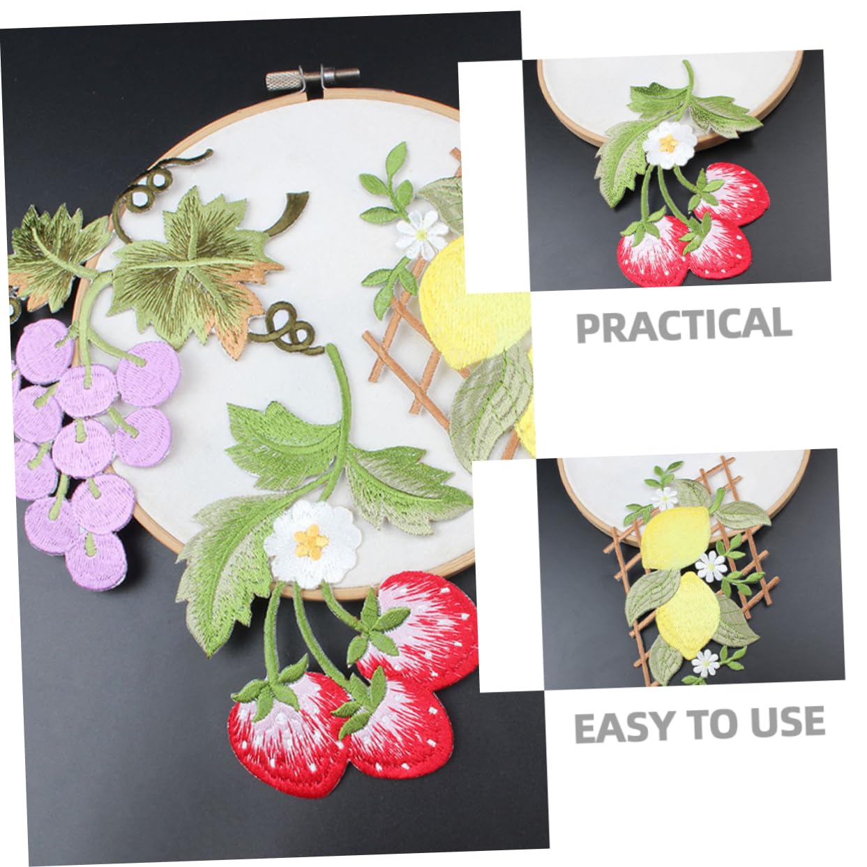 Angoily 5 Set Toppe Ricamate Frutta Per Cucire Applique Decorativi Per Giubbotti E Abbigliamento Design Fragola Per Riparazioni E Abbellimenti Tessili 3 Pezzi*5
