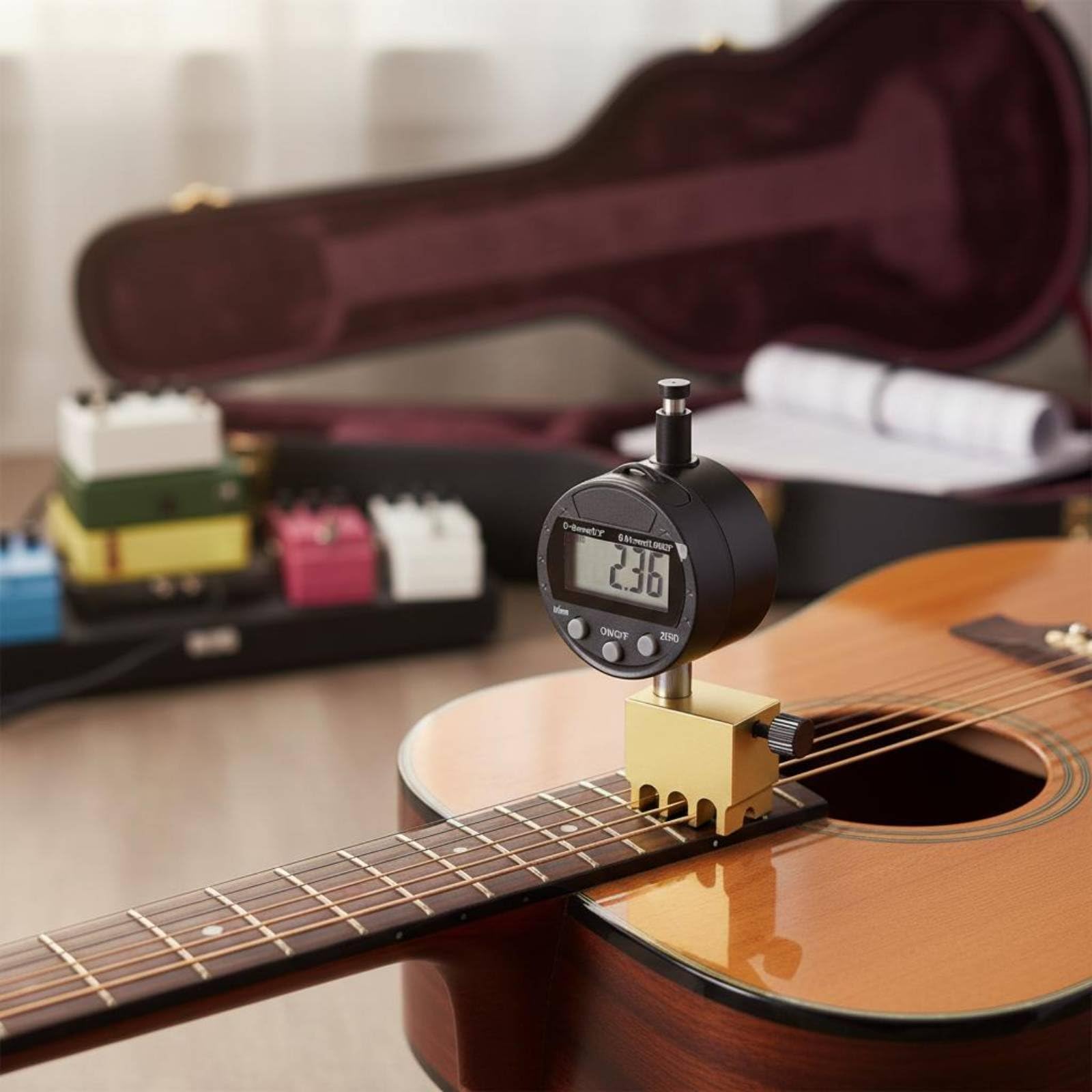 Gitarren-Saitenmaß mit Display digital digitales Gitarren-Action-Messgerät Messing Digitale Saitenhöhenmessung für Gitarrenbauer, Werkstatt, Proberaum , for Guitar Upgraded