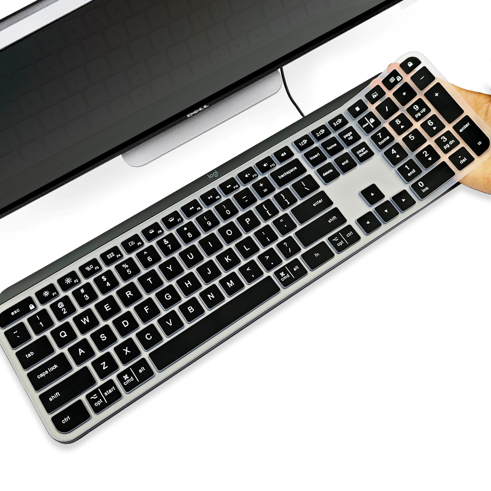 YongMai Keyboard Cover Silicone for Logitech Craft, Keyboard Cover for Logitech MX Keys Advanced Wireless Illuminated Keyboard, Keyboard Skin Waterproof Dustproof Easy to Clean (Black)