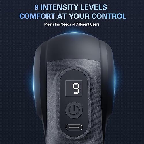 Miniatura 5 de Pistola de masaje de tejido profundo, masajeador de percusión de mano con 9 velocidades, batería de 1500 mAh, 8 cabezas, mango triangular