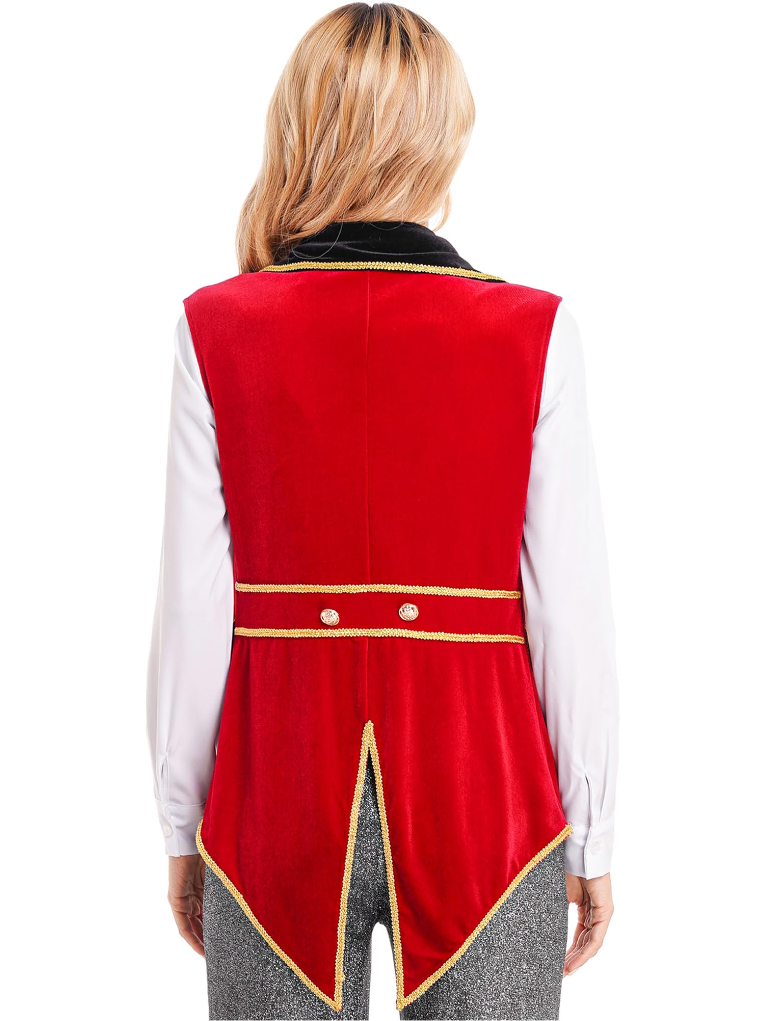 Costume Halloween Femme Gilet Déguisement Cirque Veste Sans Manche Gothique Manteau Monsieur Loyal Halloween Carnaval Fête Performance