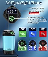 Vista 2 de WADEO - Regadera portátil para acampar, regadera eléctrica recargable para exteriores con bomba y pantalla digital inteligente, boquilla de regadera