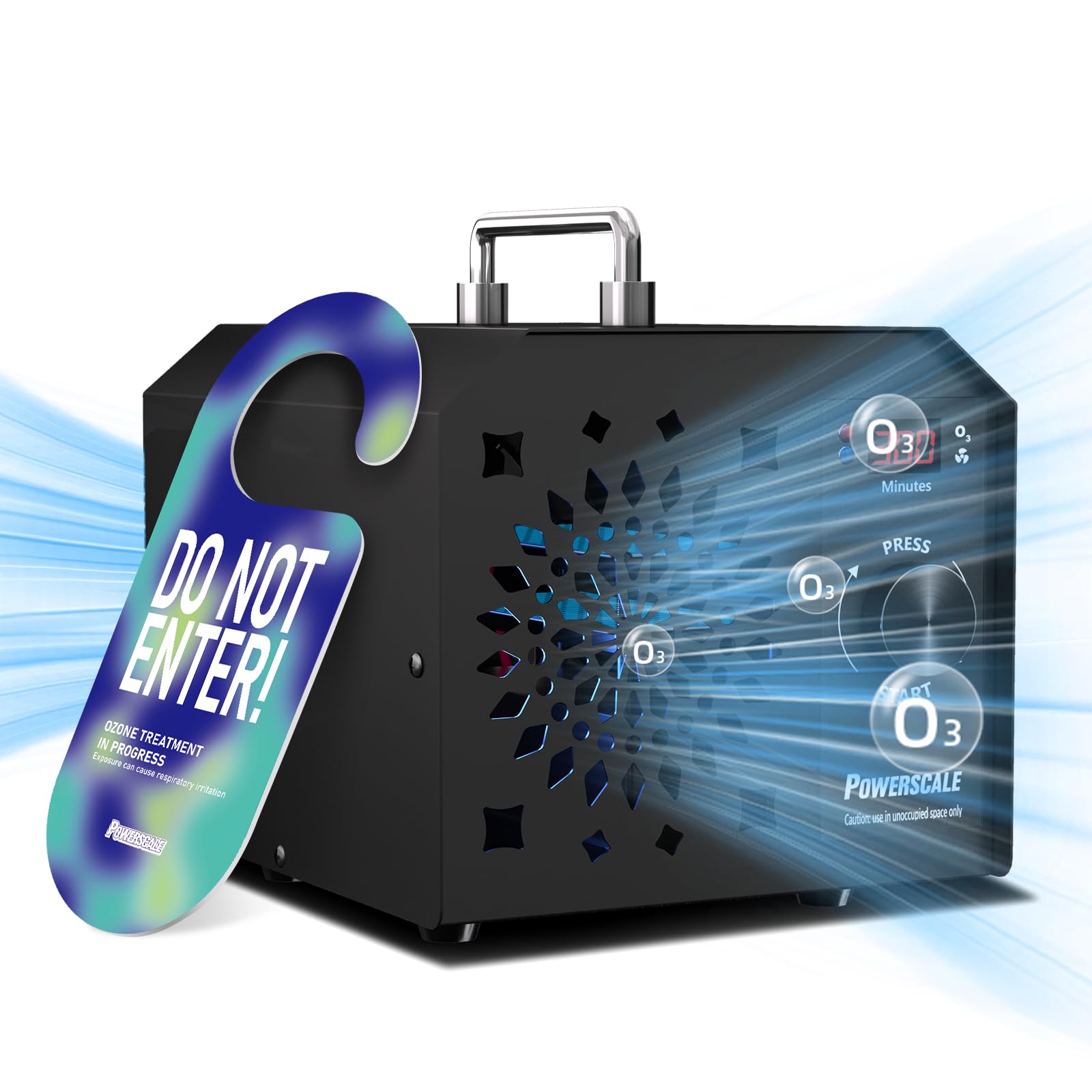 PowerScale Commercial Ozone Generator 150,000mg/h, Industrial odour Removal Machine for Professional Cleaning Use, Ideal for Airbnb Turnovers, Cleaning Services, Homes, Offices & Large Spaces – Black