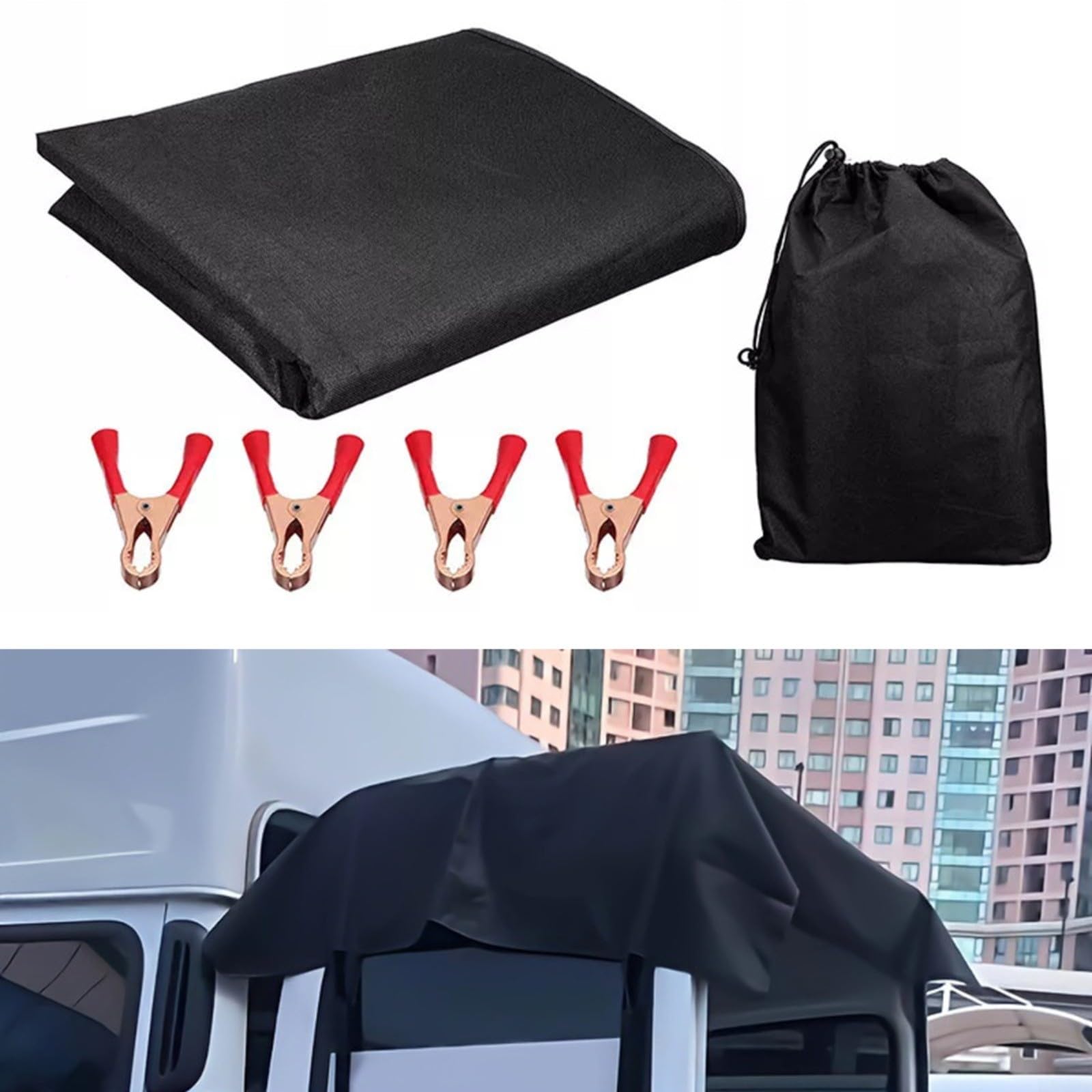 Tenda Copertura Per Porta Posteriore Fienile - 180x114 Cm Impermeabile - Per Camper E Furgoni (Mercedes Sprinter, Ford Transit, NV200) - Con Cinghie Antivento
