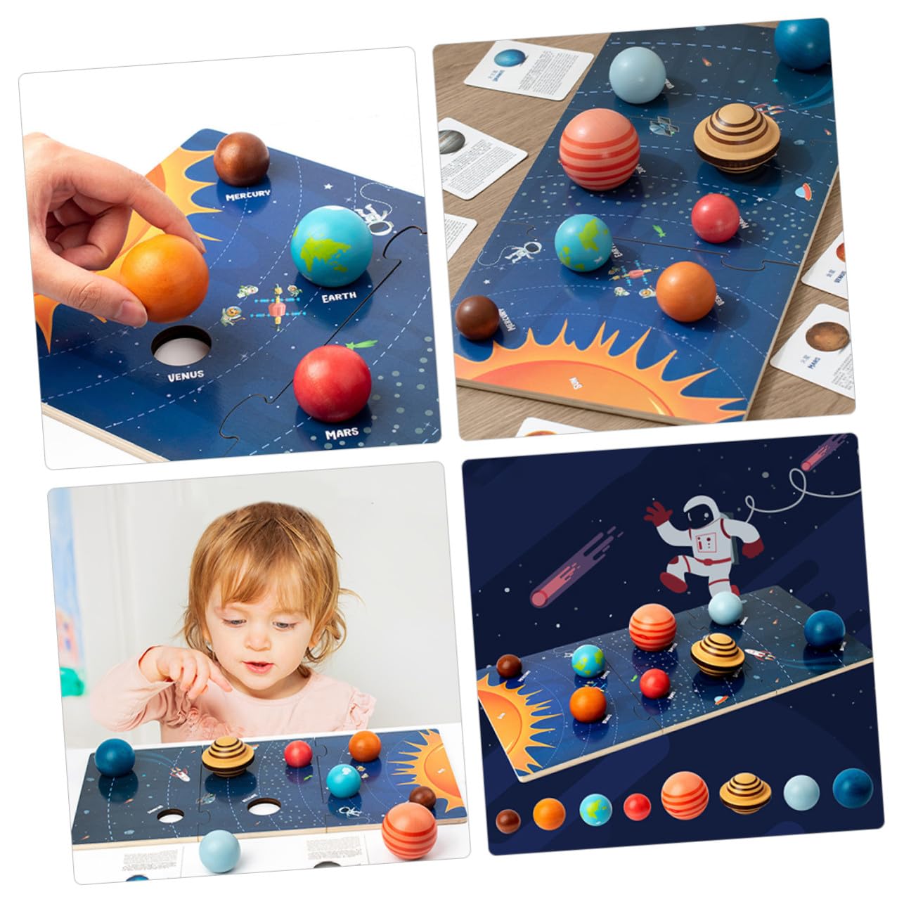 Juego de Rompecabezas Sistema Solar de Madera para Niños, Juguete Educativo para Desarrollar Creatividad E Inteligencia, 1 Set Interactivo y Divertido