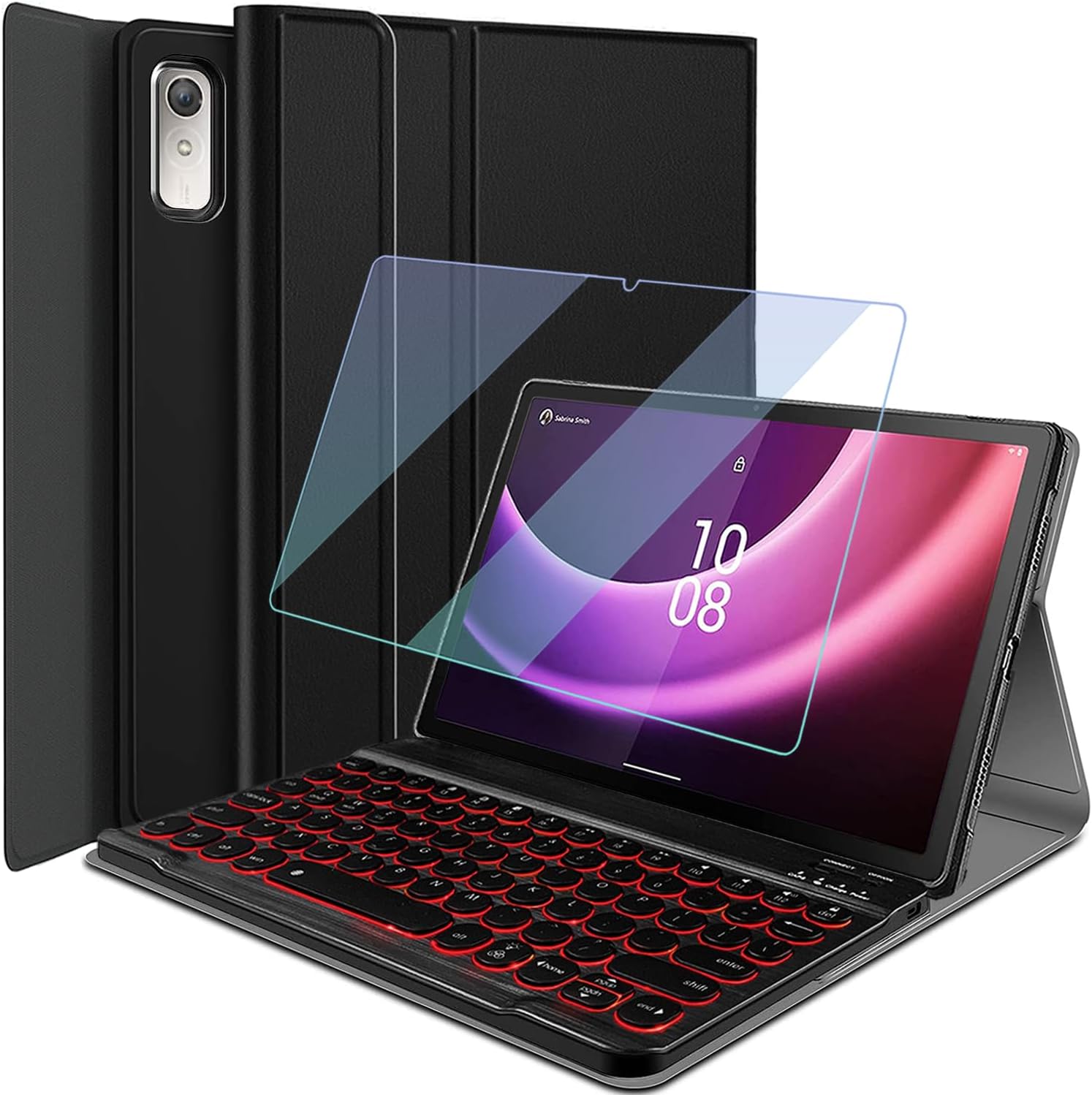 Backlit Keyboard Case for Lenovo Tab P11 2nd Gen 11.5" (TB350FU / TB350XU) 2023 with Screen Protector, Wineecy 7 Colors Light Detachable Wireless Keyboard Folio Cover Case for 11.5 inch Tab P11 Gen 2