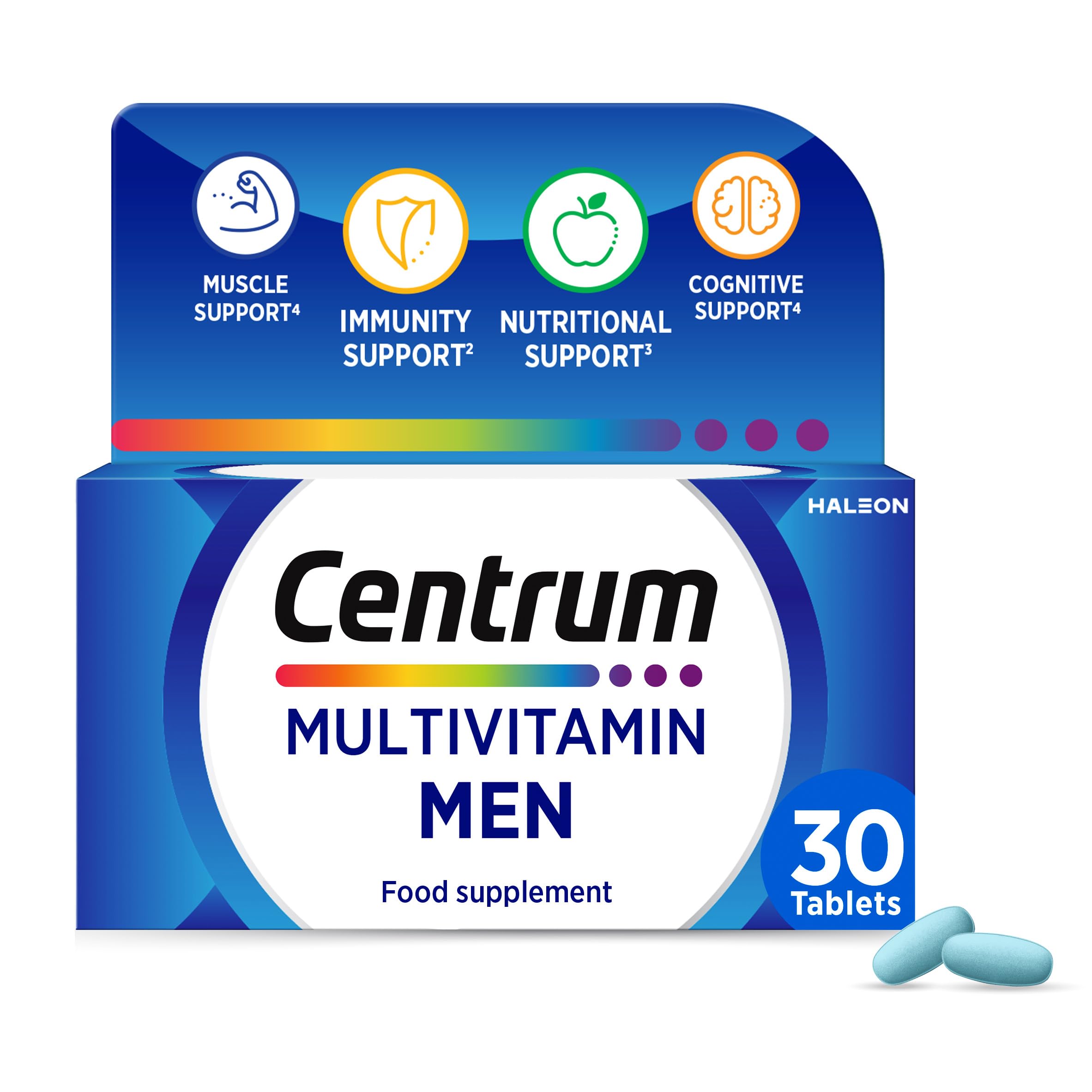 Centrum Men Tablets Multivitamin & Mineral Supplements, with 23 essential nutrients, including vitamin D, C, and Magnesium, 30 ct