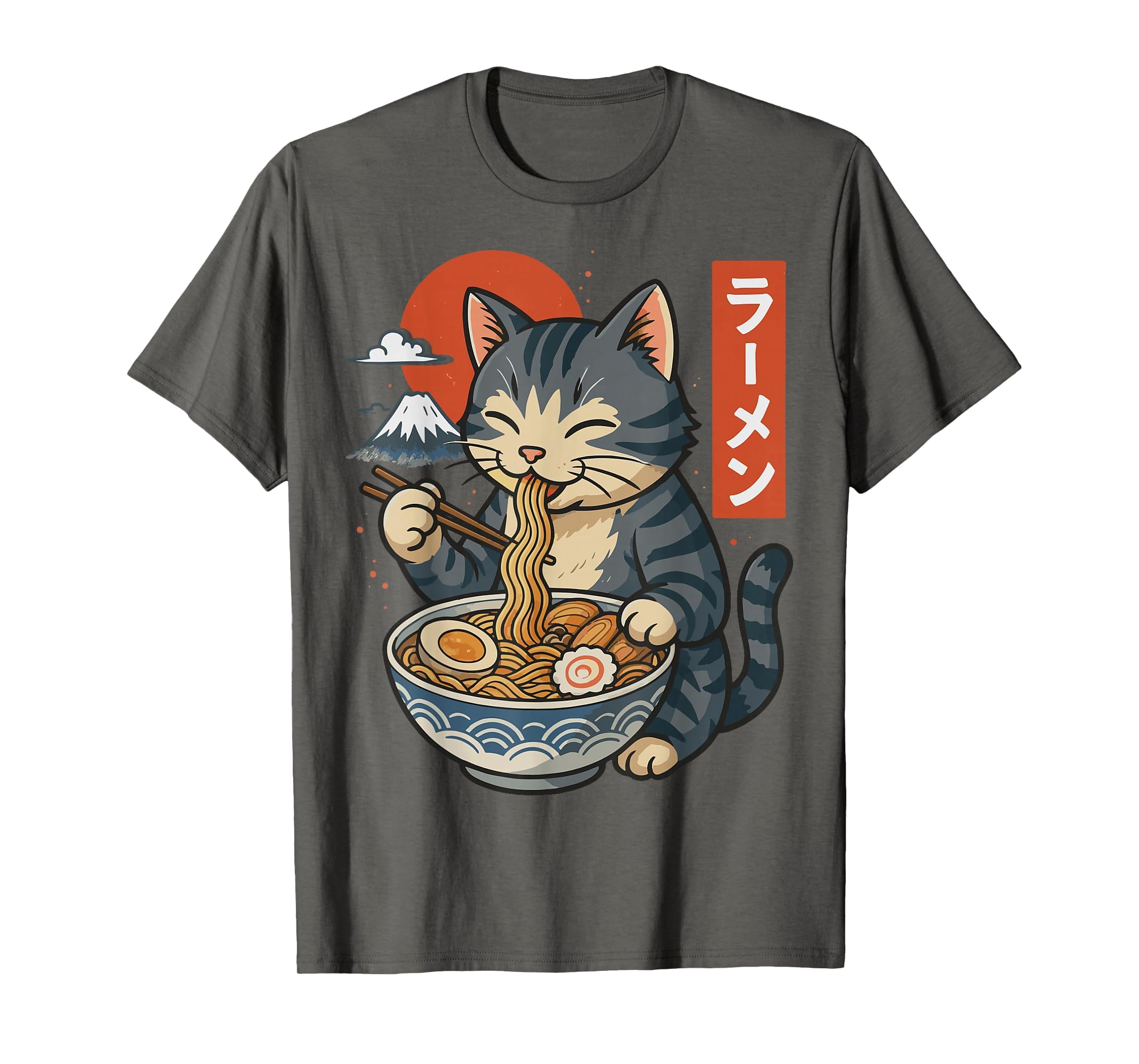 Anime Cat Eating Ramen Retro Kawaii Ramen Cat T-Shirt