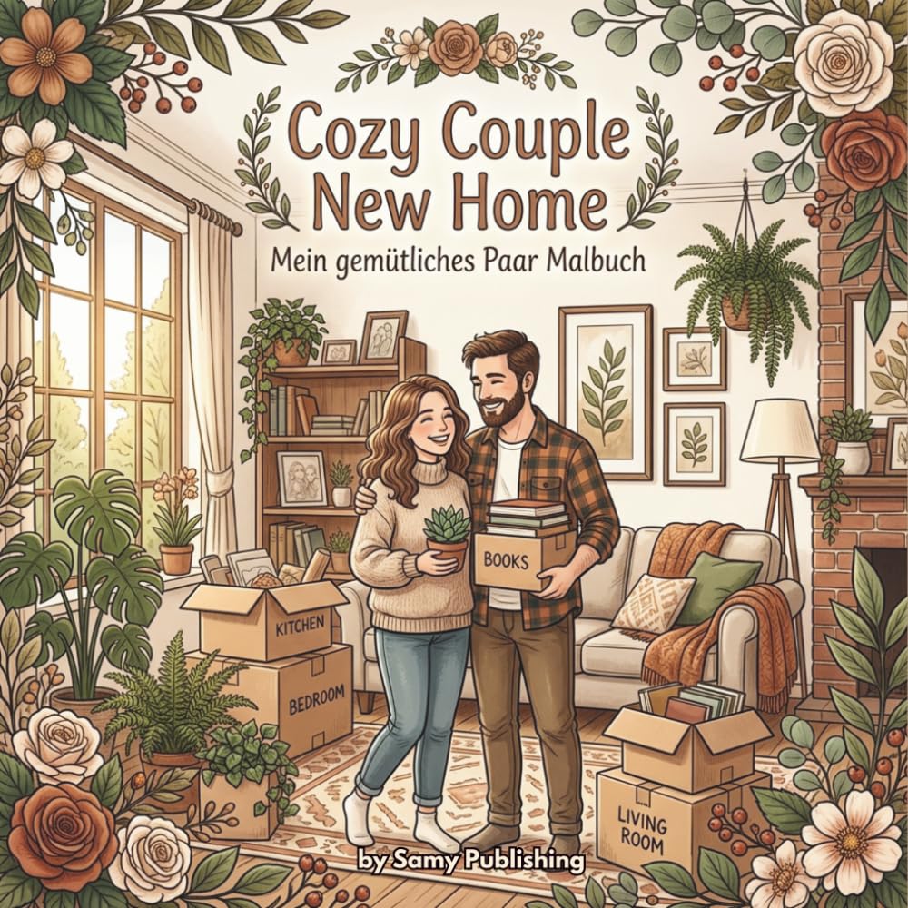 Cozy Couple New Home – Mein gemütliches Paar Malbuch: 40 detailreiche Ausmalbilder mit einem Paar beim Umzug, Einrichten und gemeinsamen Start in ein ... und Erwachsene (Die Cozy Couple Kollektion)