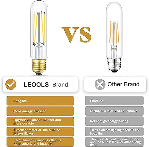 Miniatura 5 de Leools - Bombilla Edison E26 atenuable de 8 W, igual a 60 W, CA 120 V, blanco suave, 3000 K, bombillas Edison, 75 W, 800 lúmenes, bombilla LED