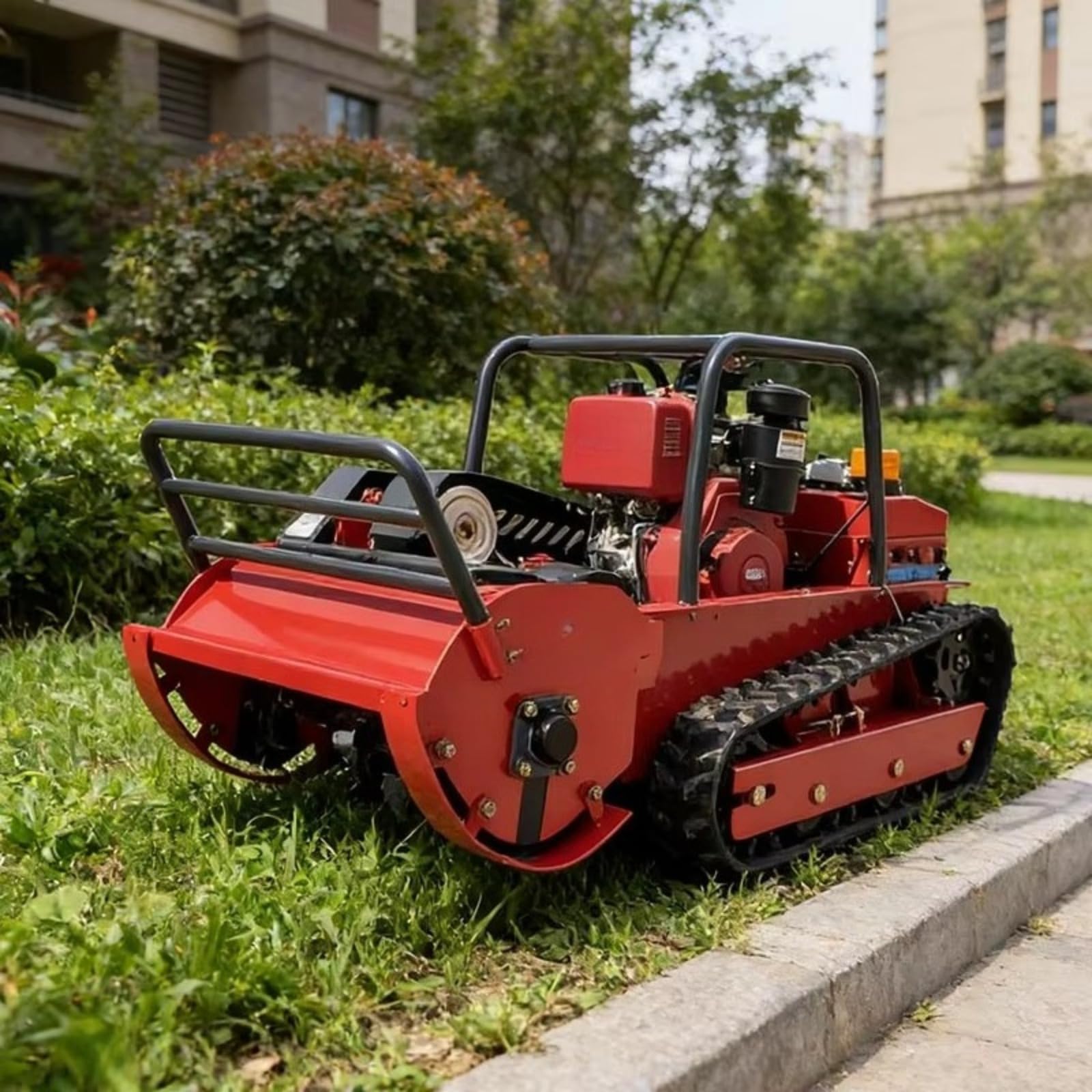 Cortacésped remoto inalámbrico, cortador de césped RC con accionamiento de orugas para pendientes y suelo irregular, cortacésped de fácil control para mantenimiento de patio y granja