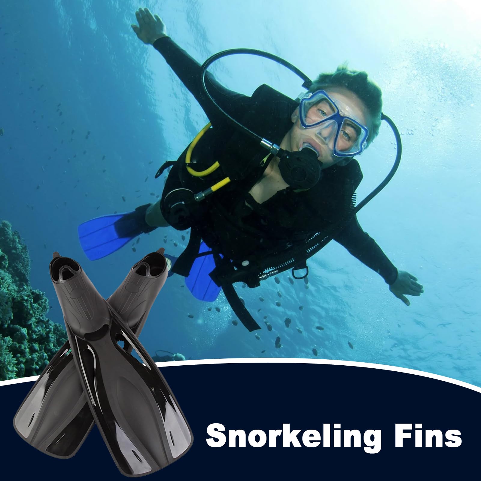 Pinne da nuoto e attrezzatura per snorkeling per adulti, pinne regolabili unisex, per principianti ed esperti all'aperto