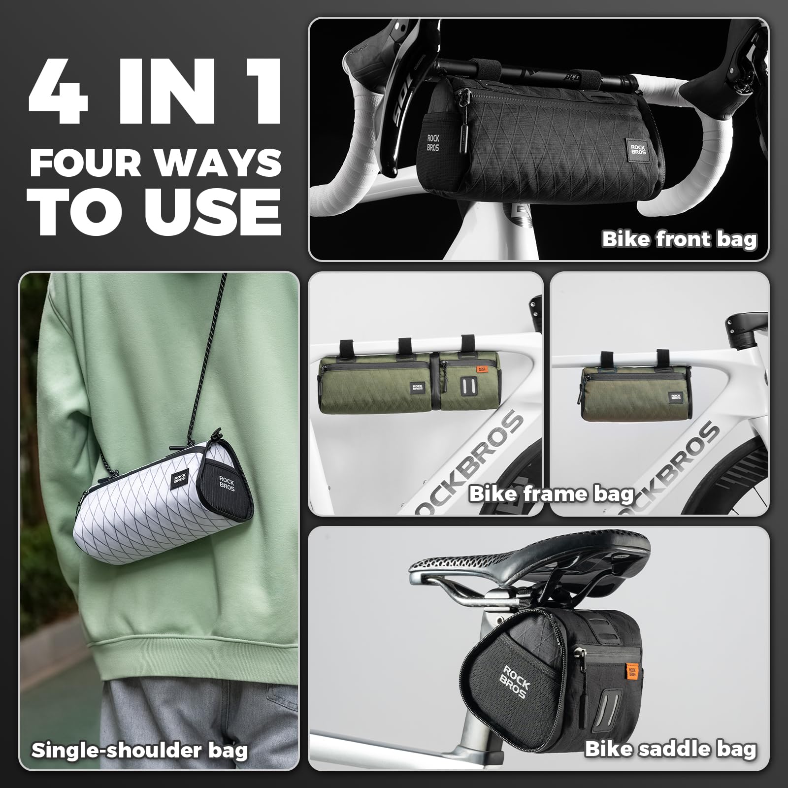 ROCKBROS Waterproof Frame Bag Top Tube Bag Black 1L – ROCKBROS-DE