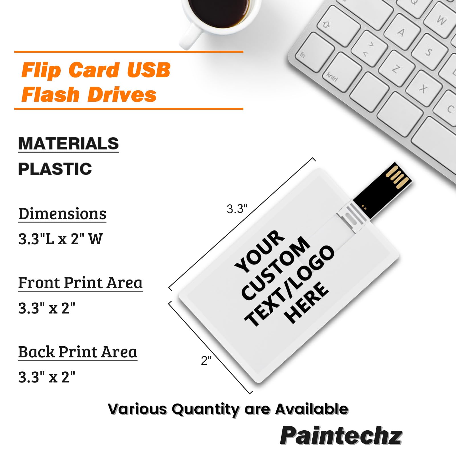 USB Stick Kreditkarten Personalisiert 1000 Stück, Individualisiert Logo Bedrucken - als Firmengeschenke und Werbegeschenke - 4GB