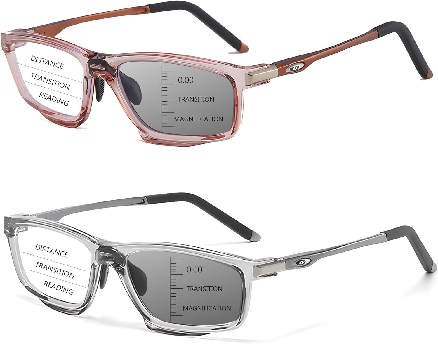 Photochromic Progressive Multifocus Reading Glasses Men Women,Progressive Readers No Line UV400 Protection