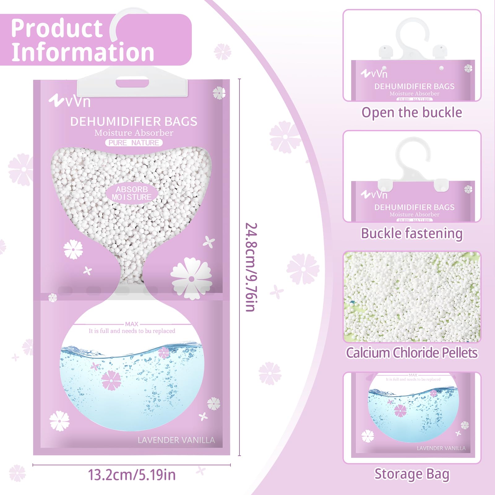 AMZJMT Deumidificatore armadio Confezione da 8 - Assorbiumidità, Granuli deumidificatori per Eliminare Umidità e Cattivi Odori da Armadi, Camere da Letto, Anti umidità per casa