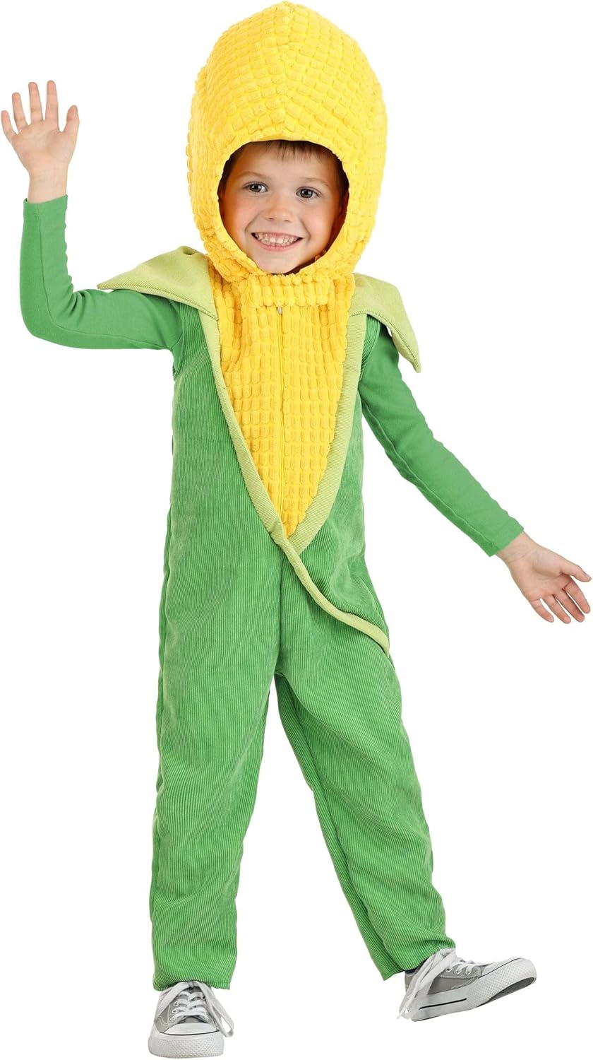 Toddler Corn on the Cob Costume, Toddler Yellow Vegetable Jumpsuit for Halloween, Kids Fall Festival Outfit