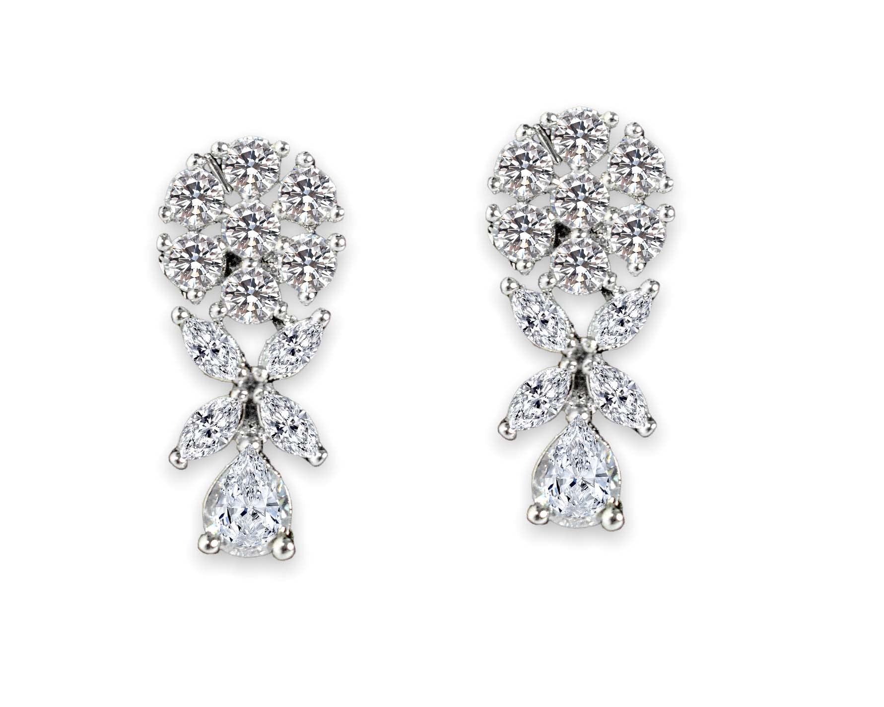 Jewelopia American Diamond Crystal Spark CZ Floral Design Stud Earrings For Women and Girls (Silver Design-3) (B0BB7F4G58) Amazon Price History, Amazon Price Tracker