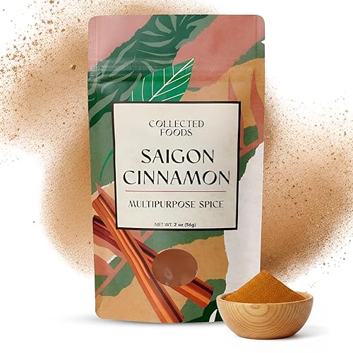 Collected Foods Polvo de canela vietnamita de Saigón de alta calidad. Mezcla molida pura para hornear, cocinar y beber. Mezcla de canela de sabor