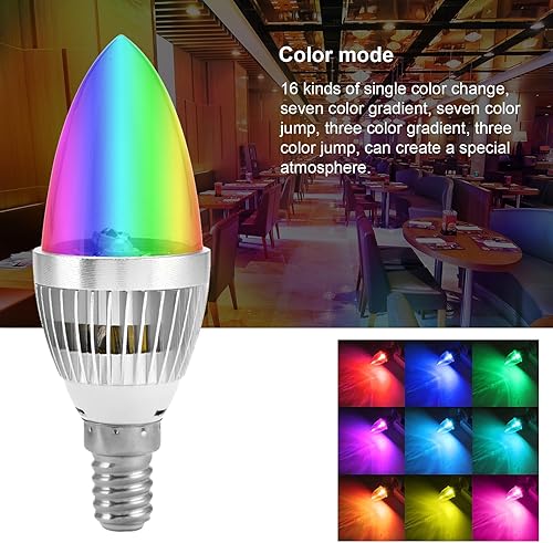Zerone Bombilla LED de candelabro, E14 3W RGB bombilla LED con control remoto que cambia de color, lámpara de vela RGB para escenario de discoteca,