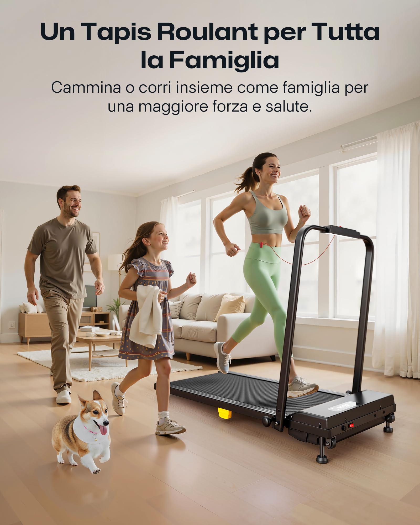 UREVO Tapis Roulant Elettrico da Casa con 9% Inclinazione, Tapirulan Pieghevole per Ufficio e Smart Working, 1-10 km/h, Salvaspazio con Doppia Ammortizzazione, Ideale per Camminata e Corsa Leggera