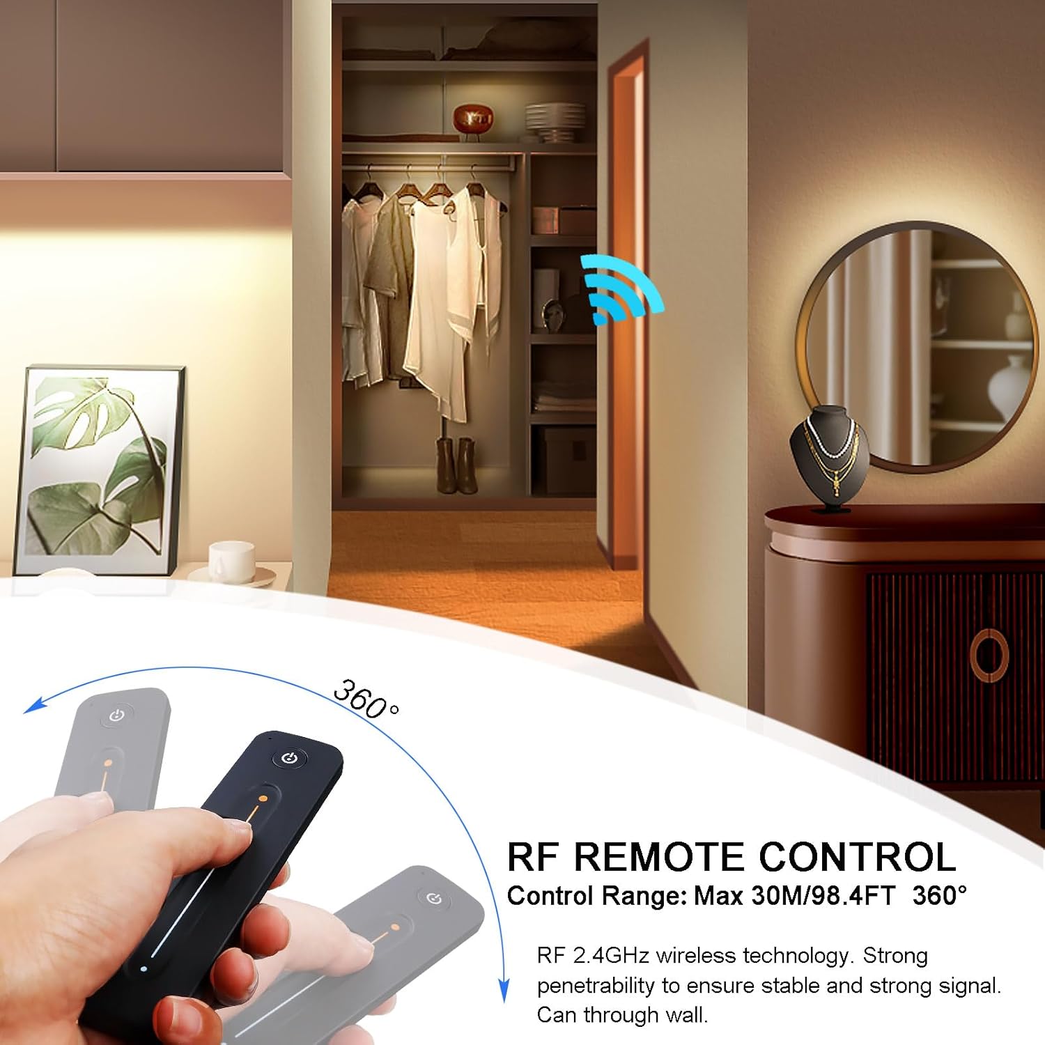 JOYLIT CCT LED Strip Remote Controller, DC 12V/24V Magnetic Wall-Mounted RF Wireless Controller Color Change and Brightness Adjust, Sensitive Touch Slide Flicker-Less Dimming ON/Off Kit