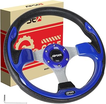 Universal Golf Cart Steering Wheel Compatible with EZGO TXT, RXV/Club Car DS, Precedent, Tempo/Yamaha, 12.5 Inch Classic Steering Wheel with PVC Leather Grip