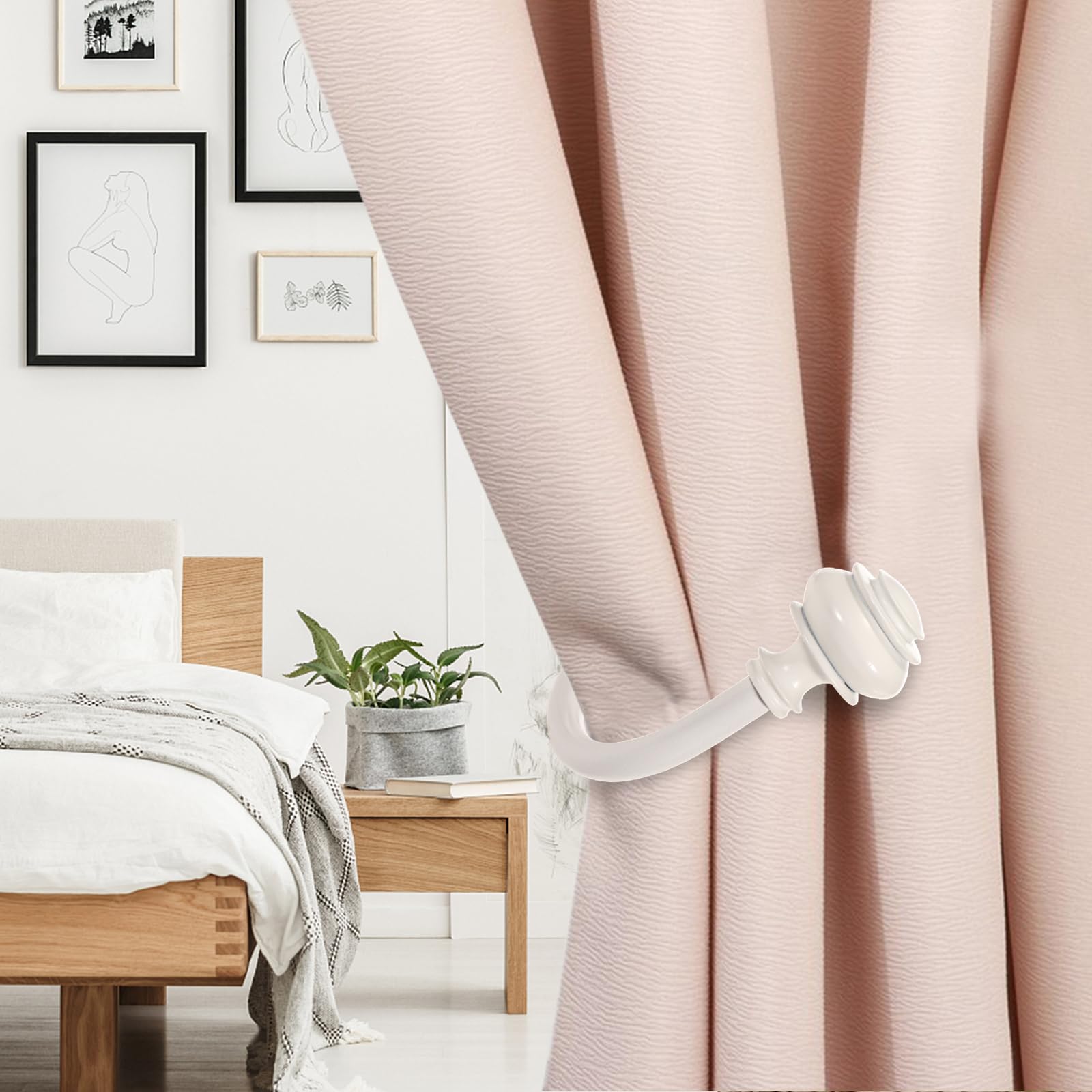 Sumnacon Set of 2 Decorative Curtain Holdbacks,Elegent Wall Mounted Aluminum Alloy Window Drapery Tiebacks for Bedroom, Livingroom Office Come with Screws, White