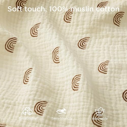 Miniatura 2 de UBBCARE Sábanas de muselina para cuna, para niños y niñas, 28 x 52 pulgadas, de algodón, para colchones estándar de cuna y niños pequeños, sábanas