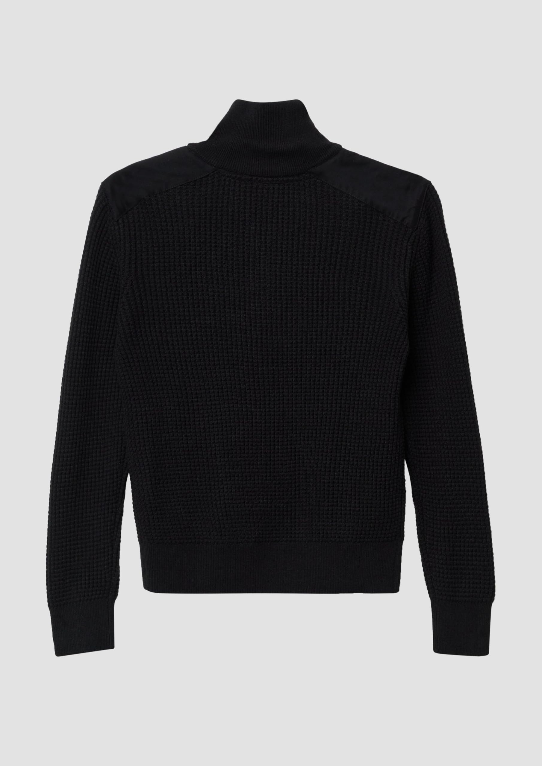 s.Oliver Strickpullover mit Troyer-Kragen und Schulterpaneelen aus Webstoff