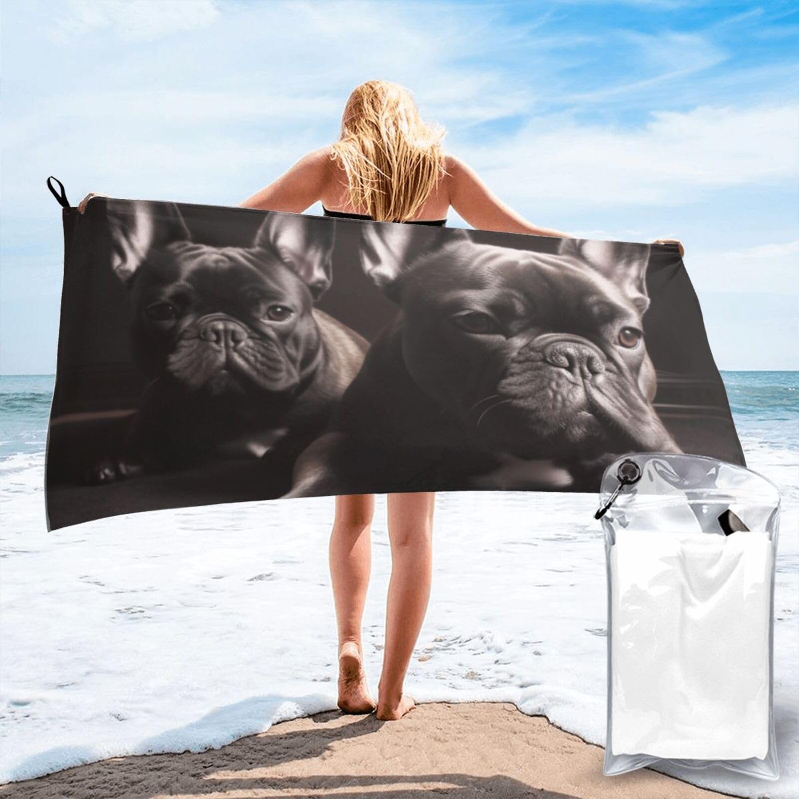 Sunglasses Bulldog Beach Towel - Super Absorbent Oversized 30"x60" Quick-Dry Towel For Swimming & Camping - View #6