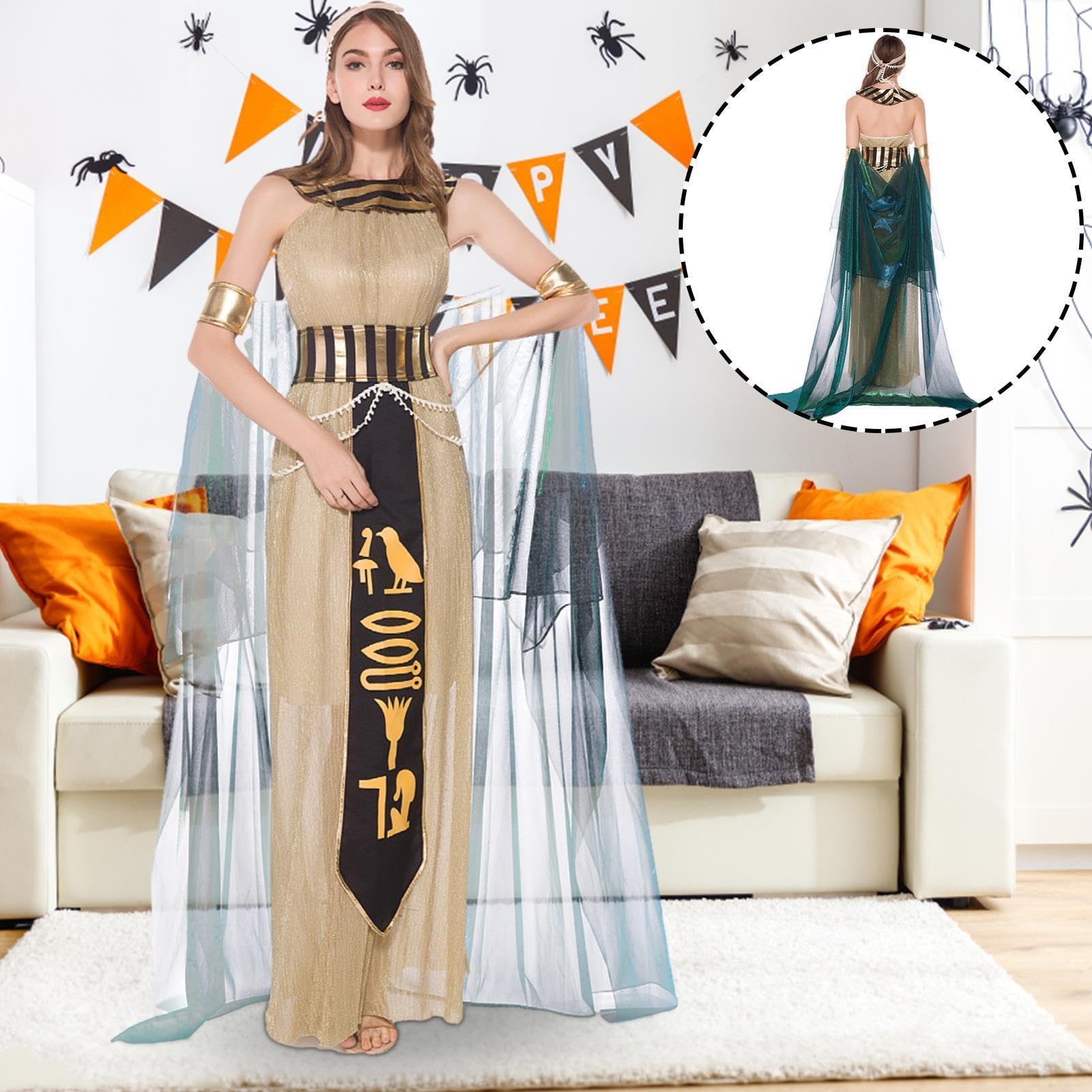 Kostium egipski z mankietami i diademem egipska sukienka halloweenowa | Damski strój bogini z opaską Na Scenę Teatr Festiwale Muzyczne Imprezy Role Play Do Fotografii