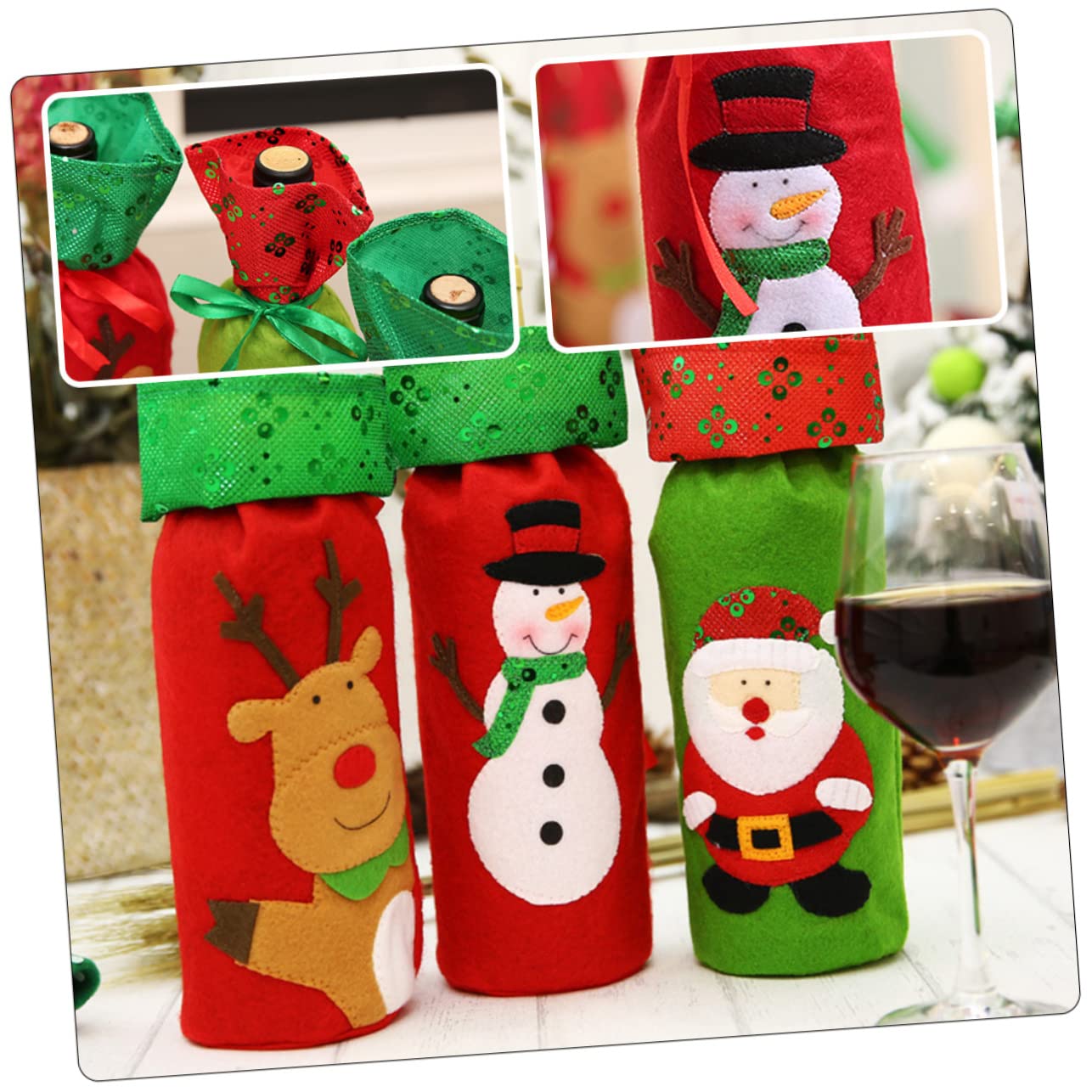 TOPBATHY 18 Pcs De Bouteille De Vin De Noël Housse De Bouteille De Vin à Cordon De De Noël Sacs à Cordon à Couvre-s Créatifs Sacs à à Plastique