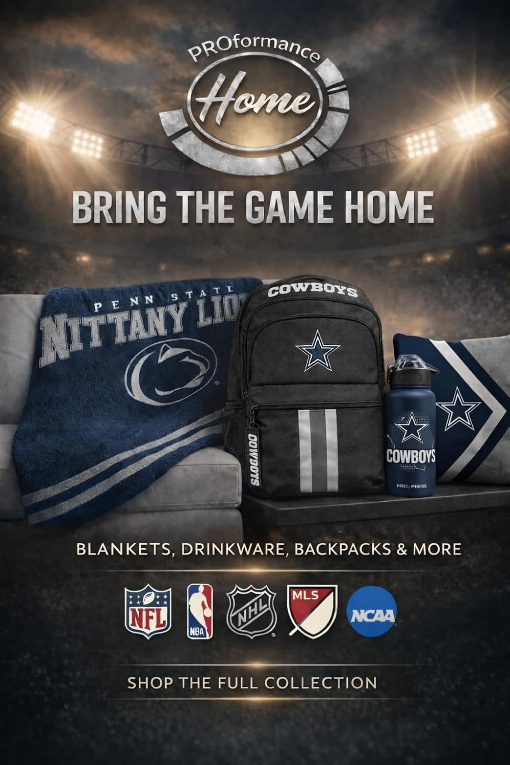 NFL ProPress Gradient Home State 32oz Stainless Steel Water Bottle, Press Top Lid