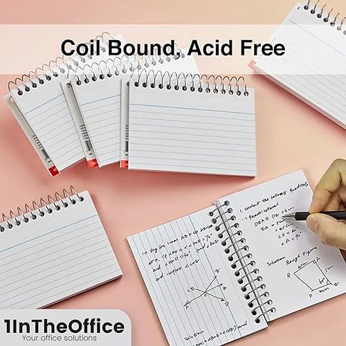 Miniatura 5 de 1InTheOffice Tarjetas de índice en espiral de 3 x 5 pulgadas, encuadernadas en espiral, 100 tarjetas blancasespiral (paquete de 6)