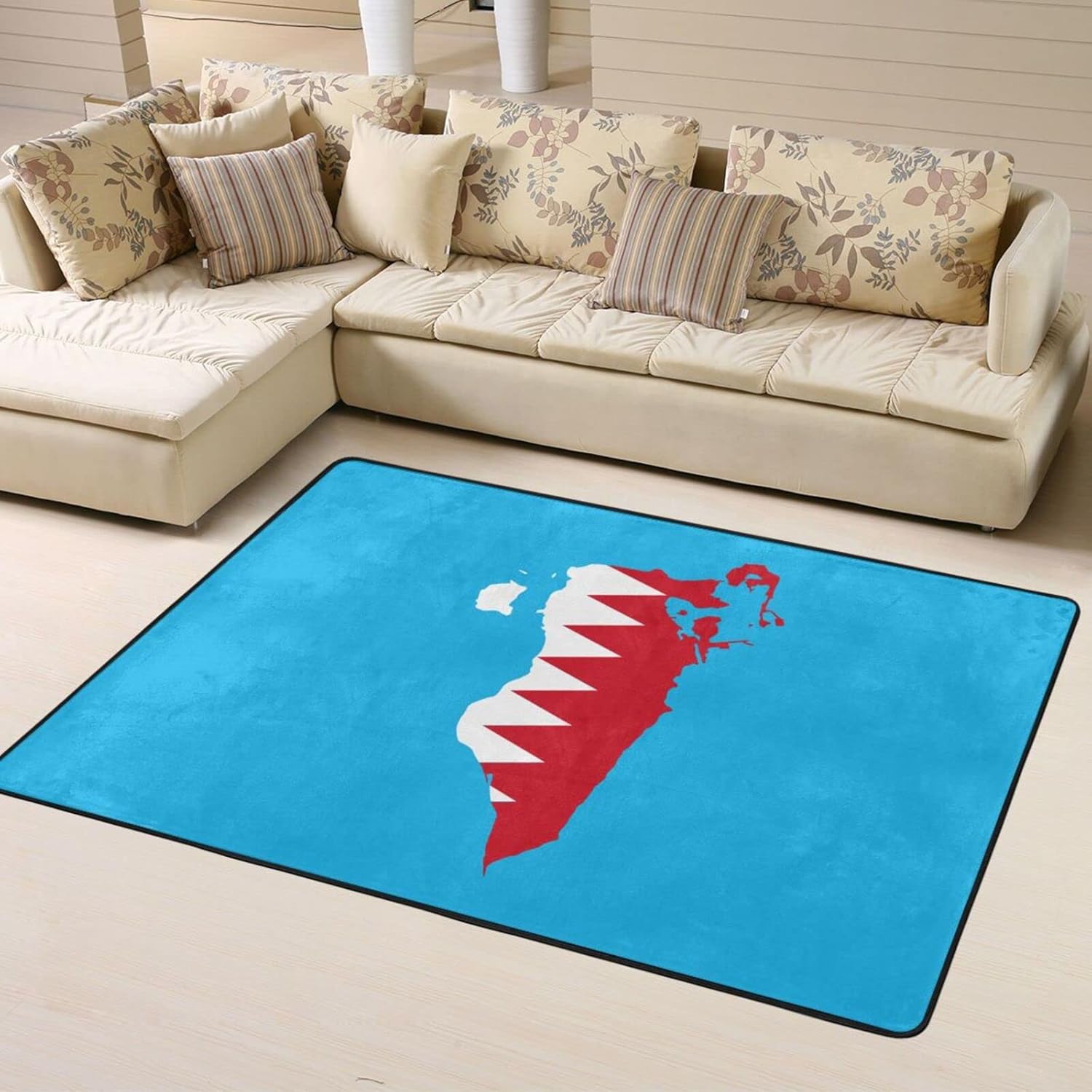Bahrain Terrain Map Area Rug 63x48in Rugs for Living Room