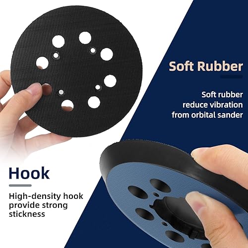 Miniatura 4 de Paquete de 5 almohadillas de lijado de repuesto para Dewalt de 5 pulgadas, 8 agujeros, gancho y bucle DWE64233 y N329079, almohadilla de respaldo de