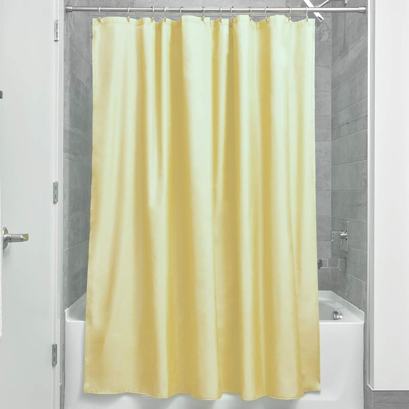 InterDesign Cortina de ducha de tela, repelente al agua y con forro resistente al moho y los hongos para el baño principal, de invitados, de niños, de dormitorio universitario, 72" x 72" - Amarillo