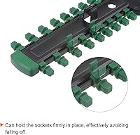 Vista 4 de HARFINGTON Organizador de enchufes de 3/8 pulgadas x 20 clips de plástico ABS portátil de plástico ABS soporte de riel de clip, verde