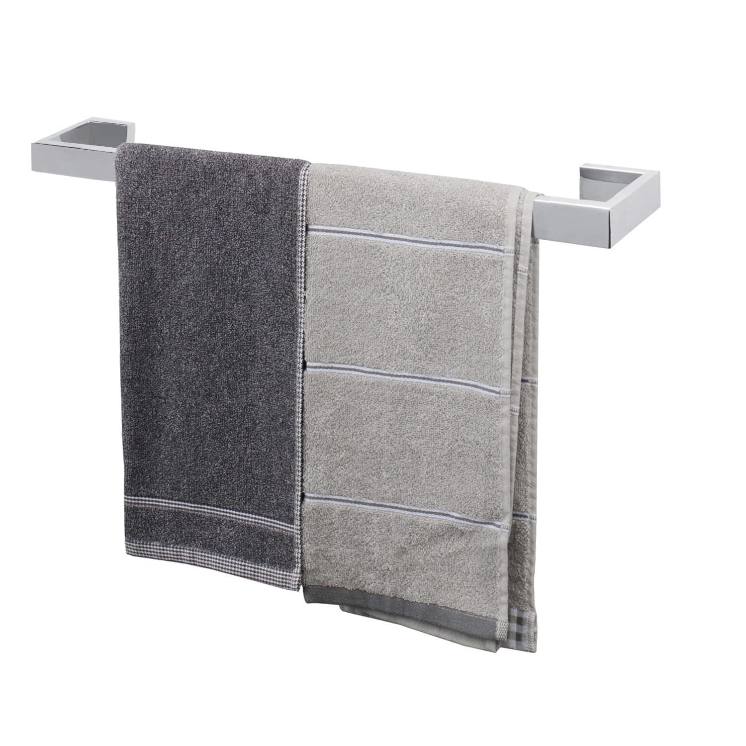 TocTen Bath Towel Rack - Square Base Thicken SUS304 Stainless Steel Towel Bar for Bathroom, Bathroom Bar Accessories Towel Rod Heavy Duty Wall Mounted Towel Holder (Polish Chrome, 20 Inch)