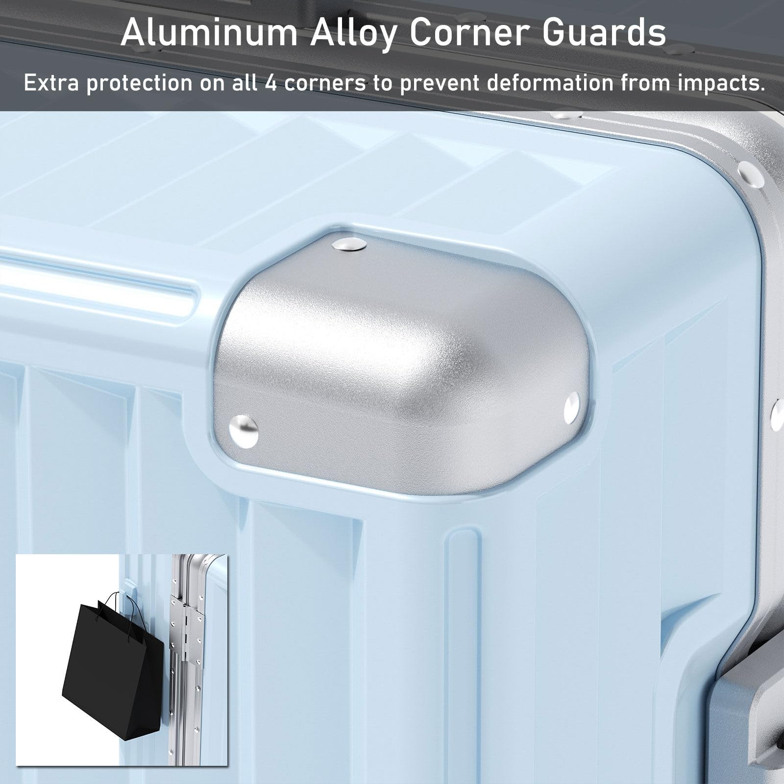 LEOVEN Valigia Trolley Rigido, LM-2098 Trolley Bagaglio a Mano, PC Rigido Guscio, Telaio in Alluminio, Rivestimento Interno Rinforzato e Ispessito, Serratura TSA, Ruota Silenziosa 360°, Resistente