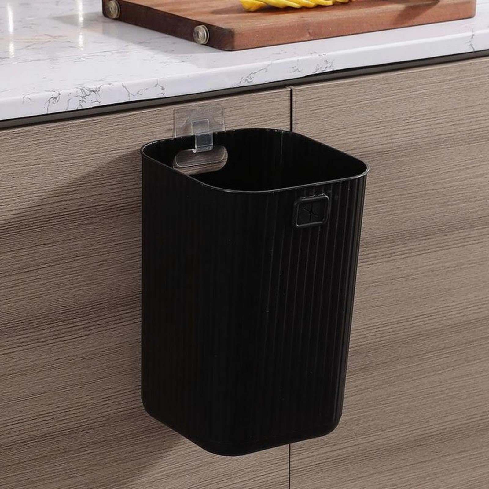 Trash Can, Hanging Waste Bin, Space-Saving Kitchen Bathroom Storage Black Small