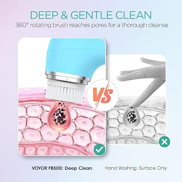 VOYOR Facial Cleansing Brush, 5-in-1 Electric Spin Face Scrubber Set