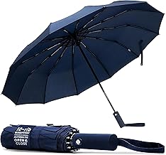 Windproof Umbrella – 10-Rib Waterproof & Compact Umbrella with Automatic Open/Close Function and Ergonomic Handle – Folding Mini Umbrella - Strong Umbrellas for Wind and Rain