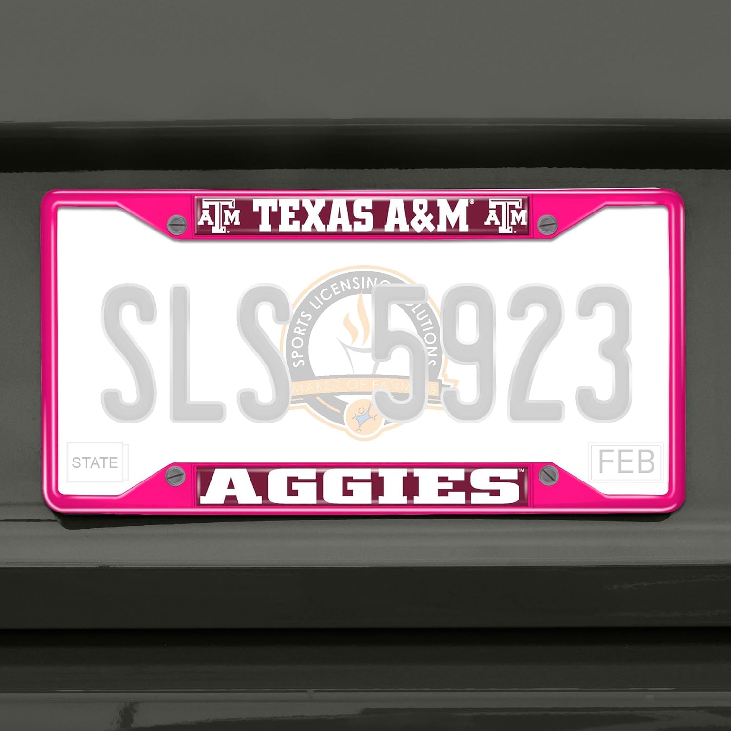 FANMATS 43533 Texas A&M University Aggies License Plate Frame - Pink – Easy Installation on Truck, SUV, Car - Ideal Gift for Die Hard NCAA Fan