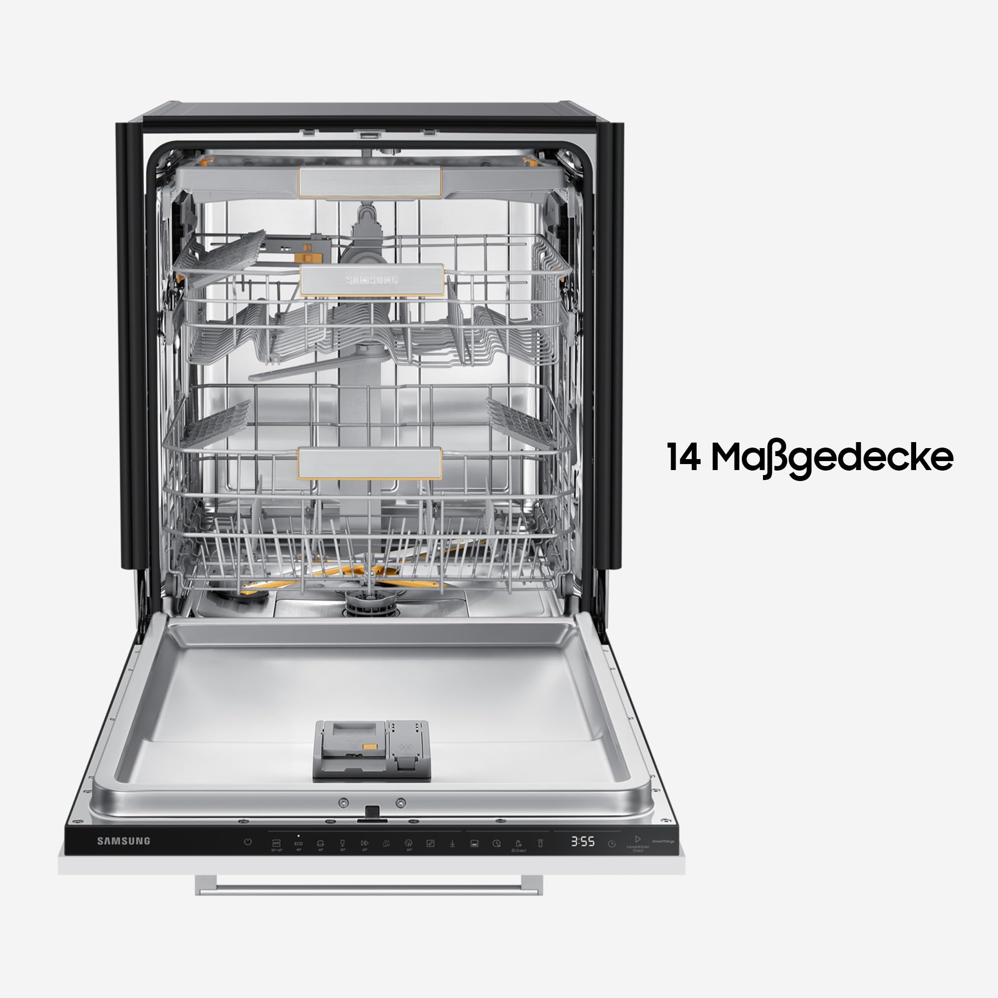 Samsung Geschirrspüler, 60 cm, Vollintegrierbar, EEK: A, 14 Maßgedecke, 7,9 l Wasserverbrauch, WaterJet Clean, SmartThings AI Energy Mode, 43 dB(A), Weiß, DW60CG880B00EG